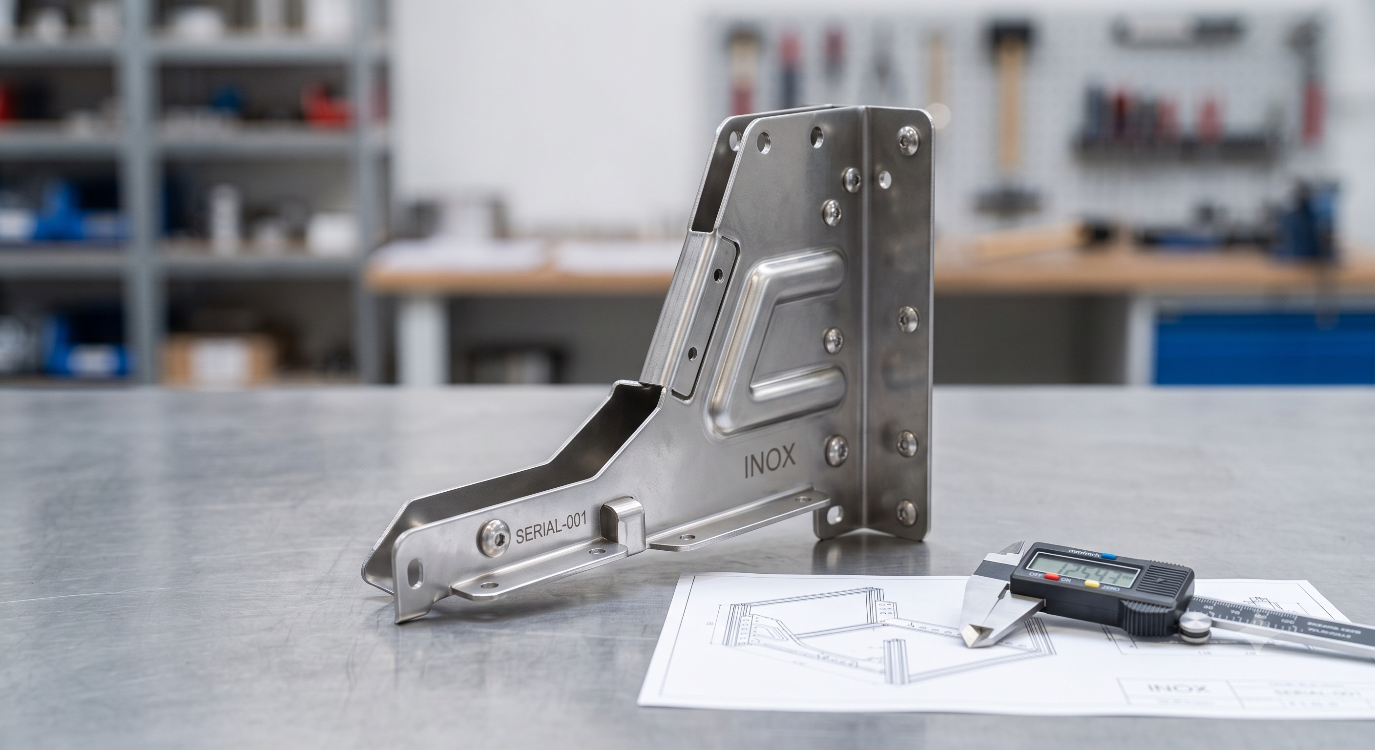 Powder-coated bent steel bracket with clean, sharp bend lines